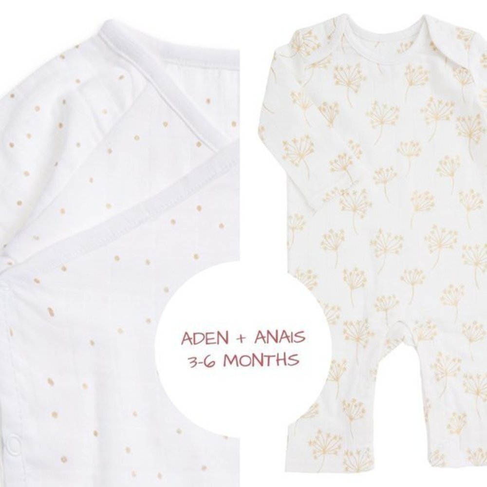 NWT ADEN + ANAIS BODYSUIT COVERALL SET MUSLIN 3-6